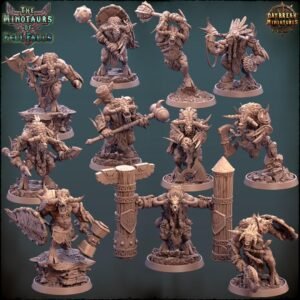 STL 3D Pack Daybreak Minotaurs of Fell Falls | Dnd, Tabletop, RPG, PathFinder, Miniature
