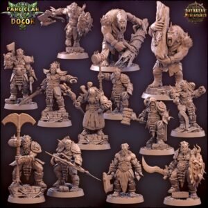 STL 3D Pack Daybreak The Fang Clan of Dogor Fin’gaa Stonefang | Dnd, Tabletop, RPG, PathFinder, Miniature